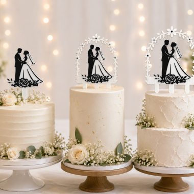 Number birthday cake toppers with heart detail, wedding cake topper collection, personalized cake decorations from