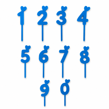 Number birthday cake toppers set, blue 3D printed numbers for personalized cake decoration.