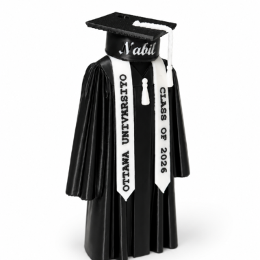 Personalized graduation figurine with name and university details, Forjolie.dxb keepsake.