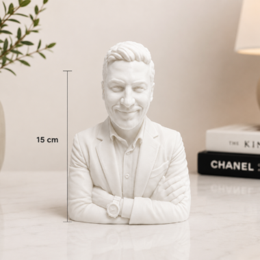 15 cm 3D printed portrait bust, custom keepsake from user photo, Forjolie.dxb Dubai.