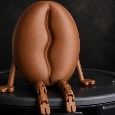 Coffee bean desk figurine, 3D printed in Dubai, Forjolie keepsake.