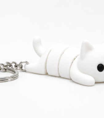 White Flexi Cat Keychain, cute clickables from Forjolie.ae, Dubai.