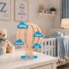 Forjolie personalized blue letter Z nursery decor displayed with a teddy bear in a baby's room
