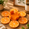 Forjolie orange-shaped candle set arranged in a flower pattern with orange slices