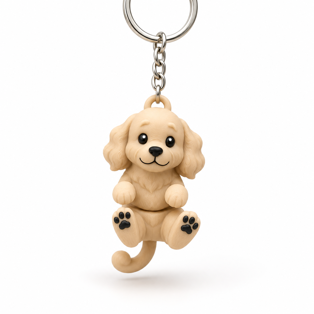 Flexi Cocker Spaniel Keychain, adorable 3D printed keychain for keys and dog lovers.