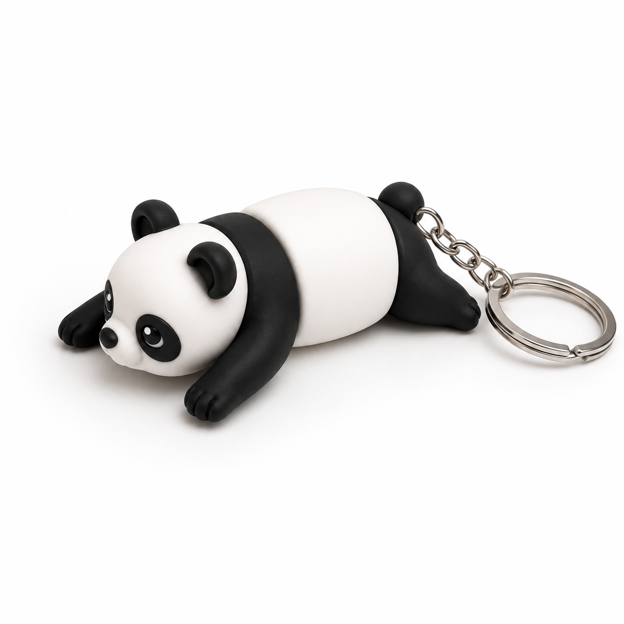 Chunky panda keychain, 3D printed design, durable metal keychain attachment, Forjolie personalized gift.