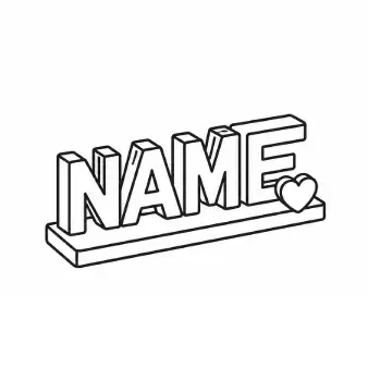 Personalized name board design with heart detail, handcrafted in Dubai for home decor.