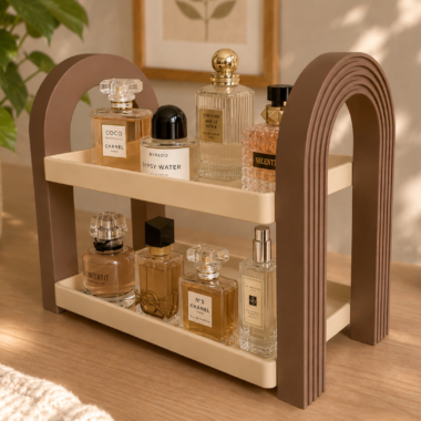 2-Tier perfume and vanity organizer with modern geometric design, handmade in Dubai.