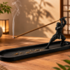 Forjolie 3D-printed black incense burner holder with a silhouette figure design