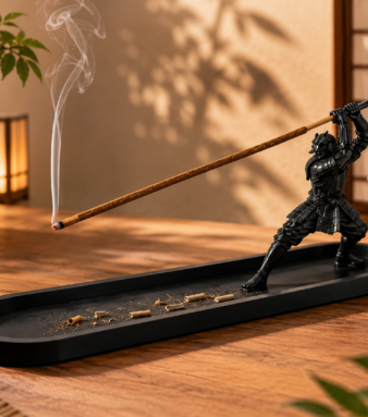 Samurai incense holder with smoke, Forjolie.dxb home decor accessory