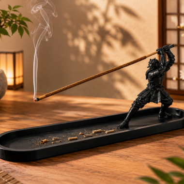 Samurai incense holder with smoke, decorative home accessory from Forjolie, Dubai.
