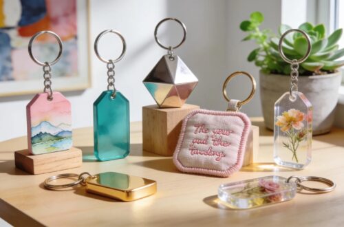 Colorful assortment of personalized keychains showcasing unique designs and creativity