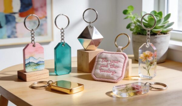 Colorful assortment of personalized keychains showcasing unique designs and creativity
